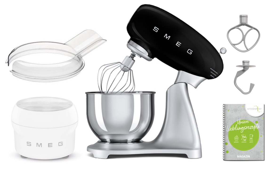 SMEG Küchenmaschine SMF02 Eis Set Schwarz - bei KitchenPoint günstig kaufen